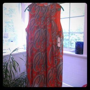 Sleeveless flowing red and azure dress /Dia&Co